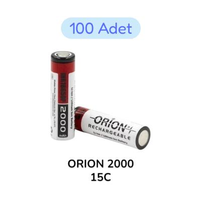 100 Adet Orion 18650P 3.7V 2000 mAh 15C Şarj Edilebilir Lityum İyon Pil