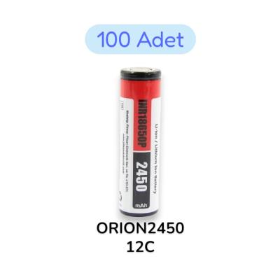 100 Adet Orion 18650P 3.7V 2450 mAh 12C Şarj Edilebilir Lityum İyon Pil