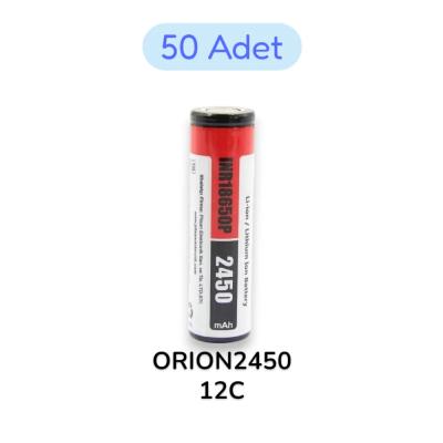 50 Adet Orion 18650P 3.7V 2450 mAh 12C Şarj Edilebilir Lityum İyon Pil