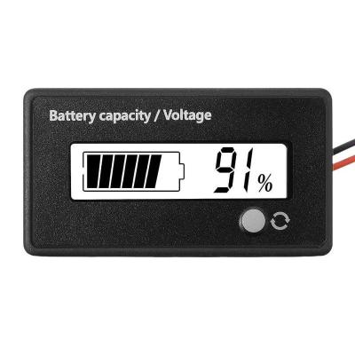 LCD Batarya Kapasite ve Voltaj Göstergesi 12-84V Lion / LiFePO4 / Akü için Beyaz Led - Tek Butonlu
