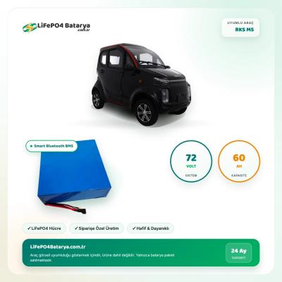 72 Volt 60 Ah RKS M5 Uyumlu LiFePO4 Lityum Akü (JK Smart Bluetooth BMS)