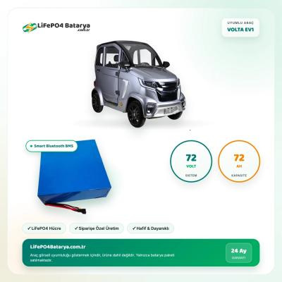 72 Volt 72 Ah Volta EV1 Uyumlu LiFePO4 Lityum Akü (JK Smart Bluetooth BMS)